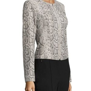 Elie Tahari Janet Python-Embossed Leather Jacket